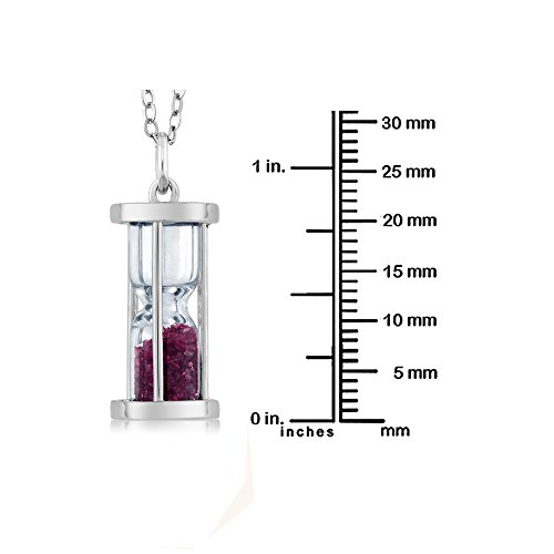 Gem Stone King 925 Sterling Silver Hourglass Pendant Necklace For Women Filled With Diamond And Gemstone Dust With 18 Inch Silver Chain #TOP3