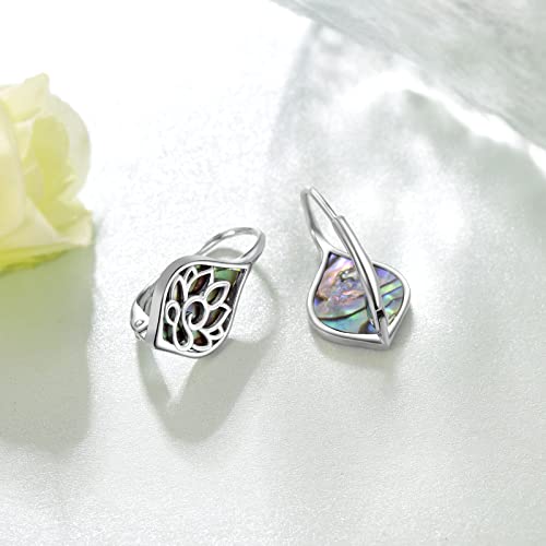 Lotus Earrings 925 Sterling Silver Yoga Lotus Jewelry Lever back Earrings Stud Earrings Gifts for Women Mom3