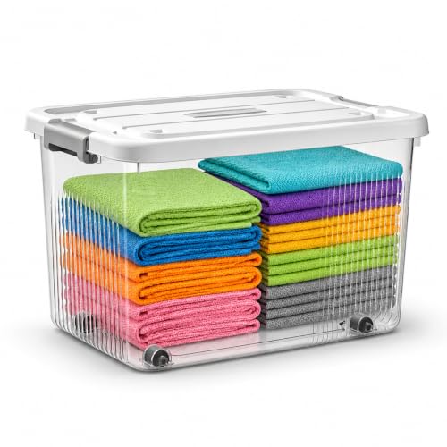 Image of KREPS Plastic Storage Bins With Latching Lids Stackable Containers, Large Storage Box For Bedroom, Basement, Classroom, Camping, Office (TRANSPARENT, X-LARGE - 18 X 12 X 9.5 INCH, PACK OF - 1)
