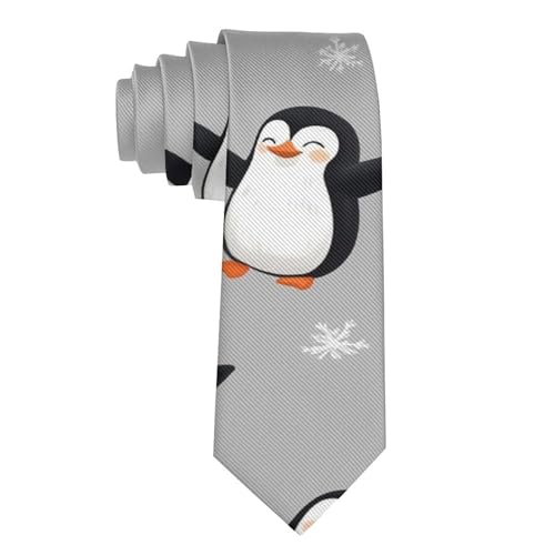 VAFZASC Fashion Neckties Mens Shirt Uniform Skinny Tie for Business Holiday Necktie Cute Penguin Grey