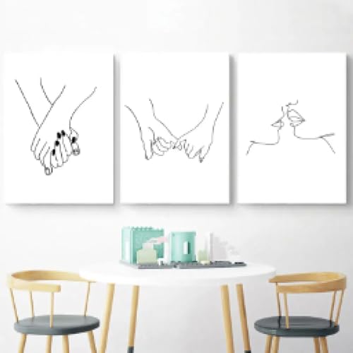 Peinture sur toile nordique KEBIA 60x90 cm noir et blanc pour salon