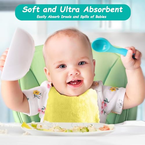 Image of HOMEXCEL Baby Washcloths 12 Pack-Microfiber Coral Fleece Baby Bath Face Towel 7 x 9 Inch Extra Absorbent Soft Burp Cloth and Wash Cloths for Newborn-Infants and Toddlers,Yellow