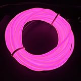 M.best Flexible LED Neon Light Glow EL Wire Rope Tape Cable Strip Decoration + Controller (15FT, Pink)
