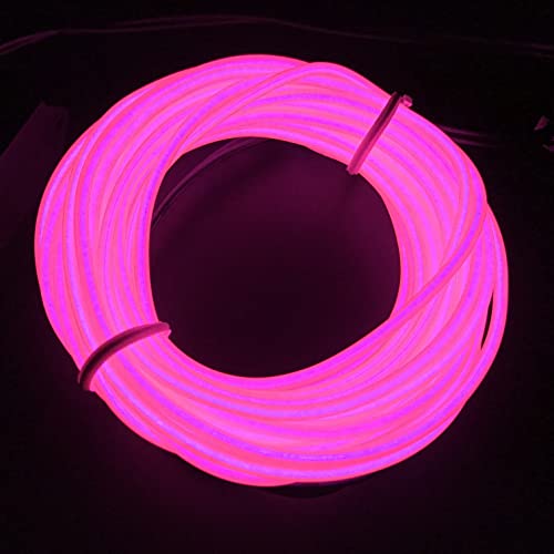M.best El Wire Neon Light with Battery Pack for Indoors Outdoors, Halloween, Chrismas, Wedding,Party Decoration (15ft/5m, Pink)