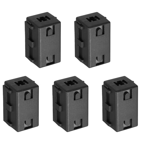 uxcell 5 Pcs Ferrite Filter Ring Core RFI EMI Noise Suppression Cable Clip ID 6.5mm 0.26Inch Square Style for Electronic Devices, Industry, Black