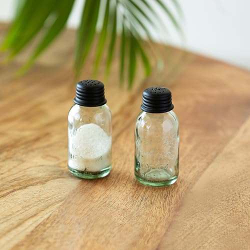 Image of ExclusiveLane 'Mason Bottle' Glass Salt Pepper Set for Dining Table (Set of 2, 60 ML) | Salt and Pepper Container for Dinning Table Salt and Pepper Dispenser Salt and Pepper Shaker