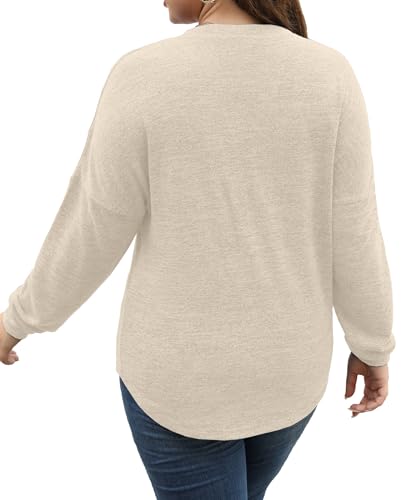 Image of Gloria&Sarah Womens Plus Size Tops Long Sleeve Henley Shirts Fall Fashion Oversized Sweatshirt Tunic Sweaters L-4XL
