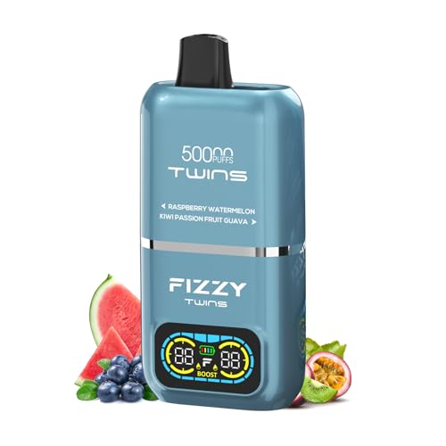 �y�V����2in1�zFizzy Twins 50000�� �g���̂ēd�q�^�o�R �f���A���t���[�o�[ 50ml �X�}�[�gOLED��� 850mAh ���b�V���R�C�� �G�R/�^�[�{���[�h�ؑ� �^�C�vC�[�d �x�C�v�m���j�R�`�� (RASPBERRY WATERMENL