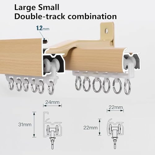 Tringle à rideaux double pour salon et camping-car beige 1m