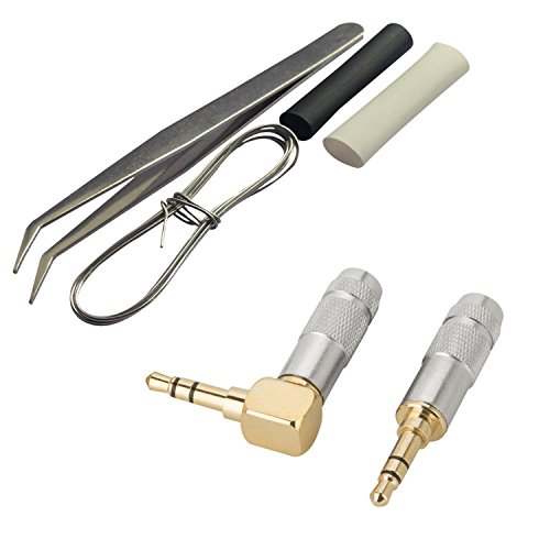 Timibis 2Pcs 3 Pole 3.5mm Barss Stereo Audio Plug Jack Connector Male Headphone Jack Soldering Spring Silver