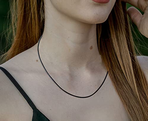 Fondgem Black Genuine Leather Cord Necklace Cord 14 Inch 2Mm With Stainless Steel Clasp For Women Leather Rope Chain Necklace Jewelry For Jewelry Making (5 Pcs/Set) #TOP3