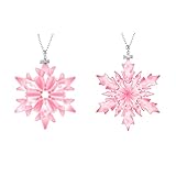 Fancyoung 2022 Snowflake Crystal Ornament Rear View Mirror Pendant Christmas Festival Charm Star Cry