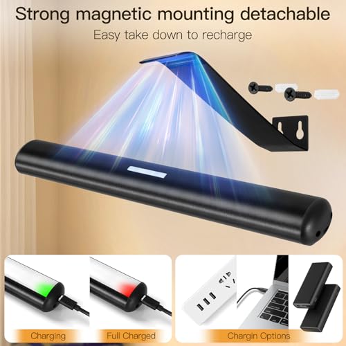 Image of Picture Light Battery,Brightness Dimmable Timer Setting,Rechargeable Painting Light for Pictures Display Art on Wall with 3 Colors Lighting Remote,Used for Frames Dartboard Portrait