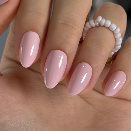 Curvlife Press On Nails Medium Almond Pink - Milky Pink Press on ...