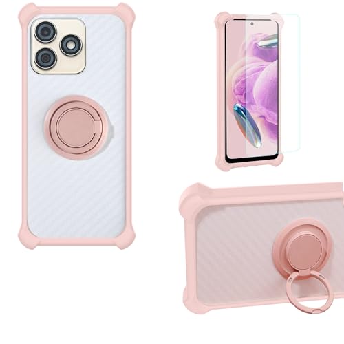 jioeuinly Case Compatible for Ulefone Note 18 Ultra Phone Case Cover PC backplane + Silicone Soft Frame Cover [360 Metal Ring, Magnetic Car Mount] CSKB-Fen