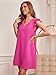 Floerns Women's Solid V Neck Ruffle Trim Cap Sleeve Summer Tunic Dress Viva Magenta XS