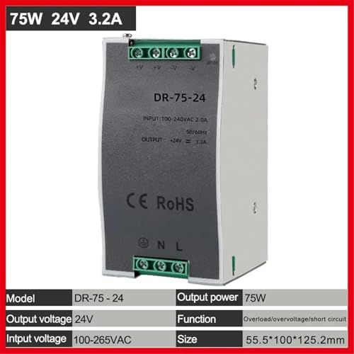 Transformateur DR 75W 24V CC alimentation à découpage réglable petit volume 3.2A - 3