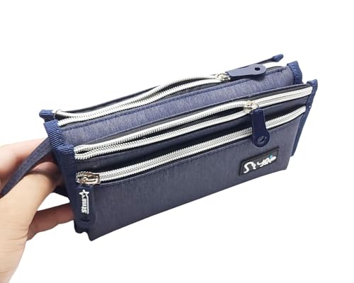 Image of Crackles Fabric Toiletry Bag for Men Travel Pouch for Toiletries Shaving Kit & Cosmetics, Water Resistance Pouch for Travel Accessories, Organizer Travel Pouch for Make Up with Multi Sections (Blue)