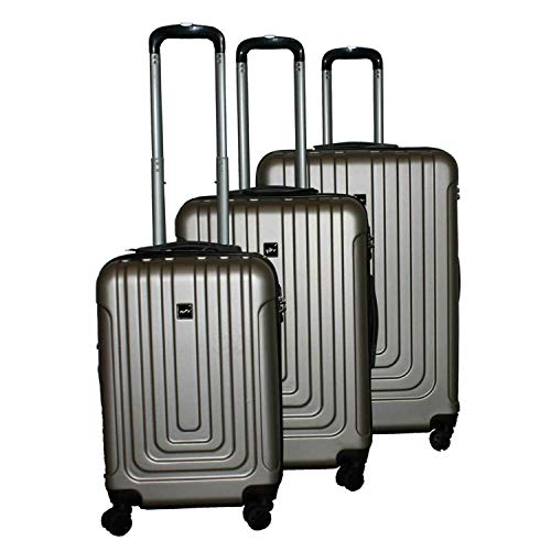 ecolle 3tlg. Reisekoffer Polycarbonat | ABS mit ZahlenschlossTrolley Koffer Reisekofferset Gepäck Rollkoffer, Gold