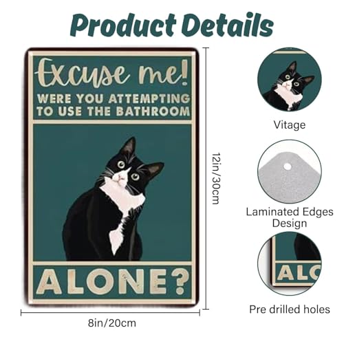 Funny Bathroom Wall Art, Cat Wall Decor Metal Tin Sign, Cats Walls Art Print Humorous Cat Bathrooms Decor Poster for Toilet-Were You Attempting To Use The Bathroom Alone - Cosy Home Interiors Funny Bathroom Wall Art, Cat Wall Decor Metal Tin Sign, Cats Walls Art Print Humorous Cat Bathrooms Decor Poster for Toilet-Were You Attempting To Use The Bathroom Alone - Image 2
