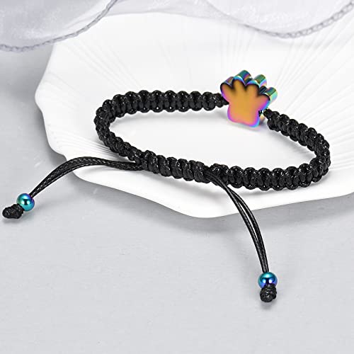 Minicremation Paw Print Cremation Bracelet for Ashes for Pet Adjustable Braided Rope Urn Bracelet Ashes Holder Memorial Bangle Jewelry(Colorful) - Image 4