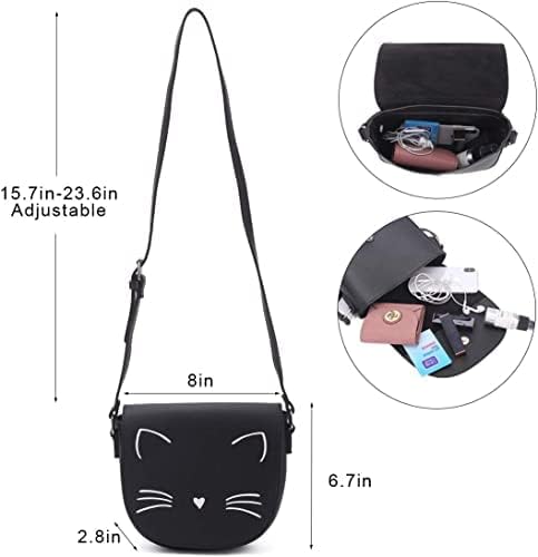 Gladdon Mooie kleine tas voor tieners, kleine schoudertas en handtassen, schoudertas voor dames met kattenoren, cadeau voor meisjes, Naakt, Eén maat