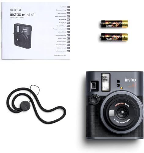 Image of Fujifilm Instax Mini 41 Instant Camera Vintage Black. + Fujifilm Value Pack (40 Sheets) + Shutter Accessories Bundle, Includes Vintage Style Compatible Carrying Case, Black Photo Album 64 Pockets
