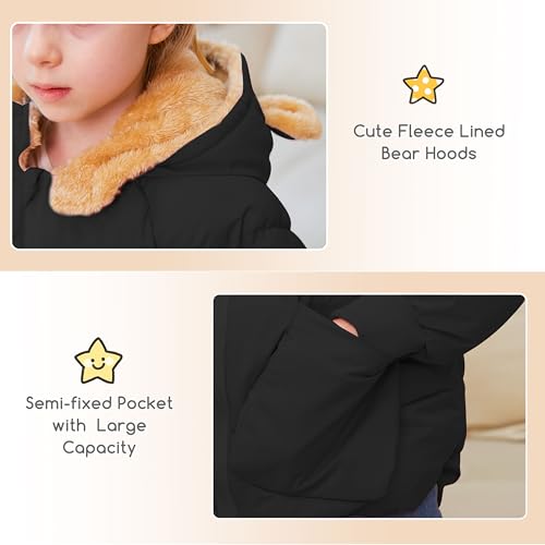Tuonroad Baby Boy Puffer Jackets 12-18 Month Toddler Girls Black Coats For 1T 2T Infant Boys Warm Puffy Thicken Dwon Coats 12-24 Months Infants Warm Alternative Coats With Bear Hoods Newborn Outfits thumb #4