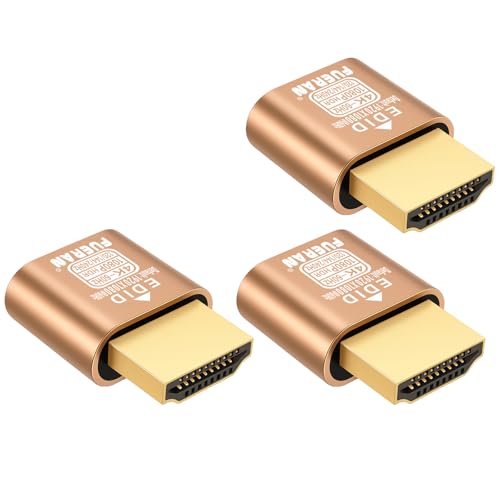 FUERAN New 4K HDR HDMI Dummy Plug,4K@60Hz、1440P@120/144Hz、1080P@120/144/240Hz，edid Emulator Virtual Display Adapter,hdmi Headless Adapter(4K60Hz-3P-(1080default))
