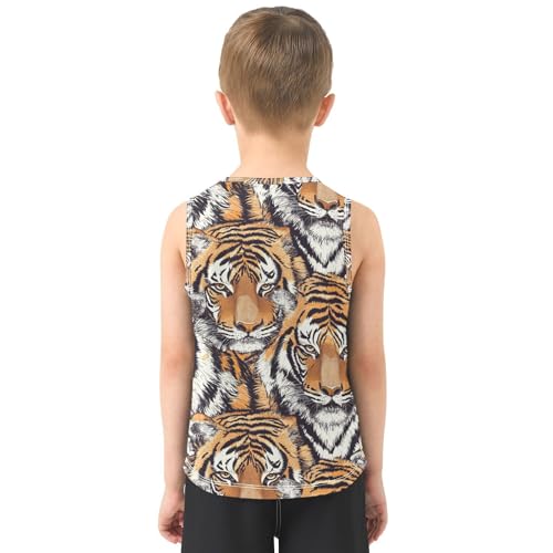 Boys Tank Top Shirts Colored Tiger Aniaml Sleeveless T-Shirts Crew Neck for Kids Clothing Children3