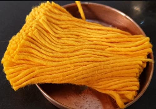 Image of Om Phool Batti Premium Long Cotton Wicks for Diya 500 Pcs, Thiri Rui Lambi Batti for Puja Aarti, 3.5 Inches (Yellow, Pack of 500)