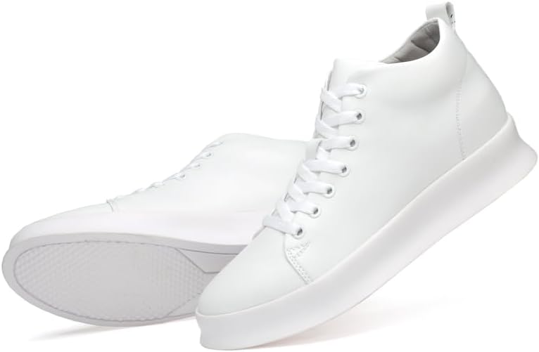 Men's High-top Skateboarding Shoes Height Increasing Ankle Boots Lace Up Leather