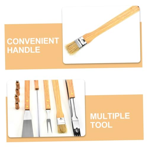 Set portátil de 10 piezas para parrilla de acero inoxidable con mango de madera miniatura 3