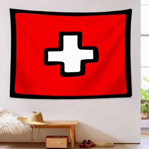 Tapisserie suisse de 230x180cm au style dessin animé fait main pour chambre d'ado et salon