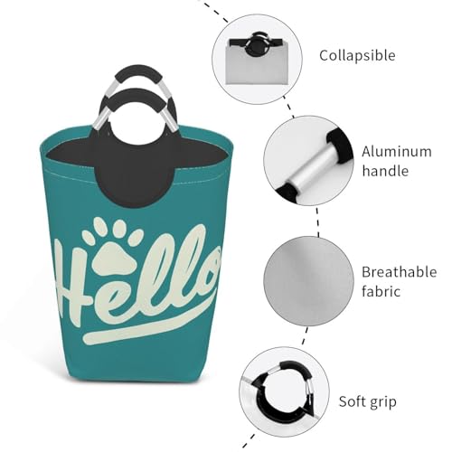 Panier à linge imperméable pliable Hello Word Paw avec poignées de transport robustes