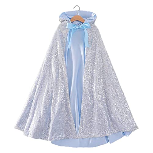 Capa de Elsa con capucha para niñas de 8 a 13 años disfraz princesa azul 43 pulgadas