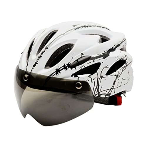 Ginwrek Casco de bicicleta ajustable con gafas magnéticas, protector de seguridad ajustable para adultos