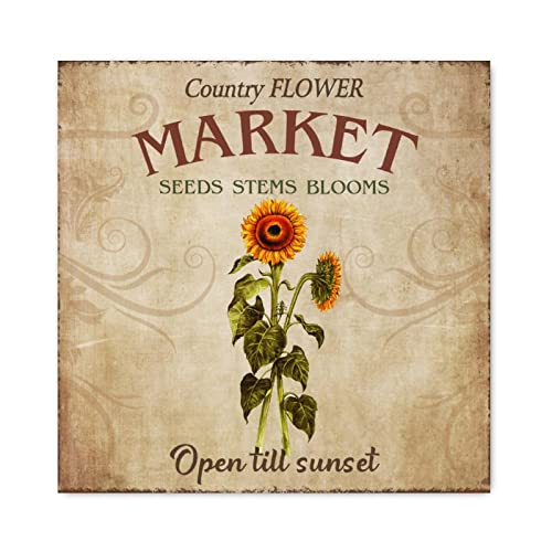 Panneau en bois style campagnard fleurs et déco murale vintage