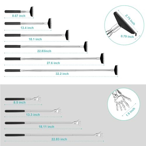 Image of Oversized Back Scratcher Gift Set, 2 Pack, Upgraded Metal Stainless Steel Telescoping Back Scratcher Tool with Canvas Carrying Bag