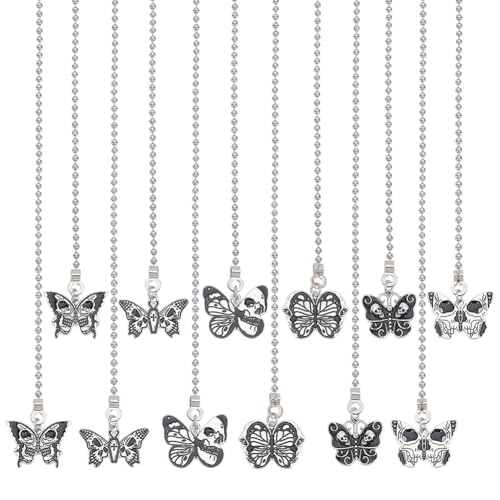 HOBBIESAY 6 Styles 12Pcs Butterfly Ceiling Fan Pull Chain 33.8cm Decorative Fan Pull Chain Pendant Extension Ceiling Fan Danglers Ornaments for Light Lamp Home Decoration