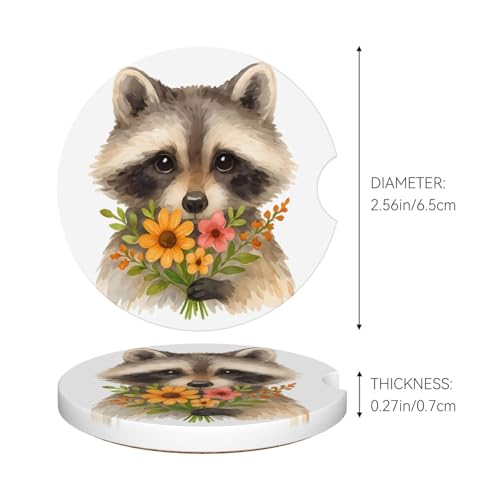 Portavasos para auto 2 piezas con diseño Gray Raccoon Bouquet miniatura 5