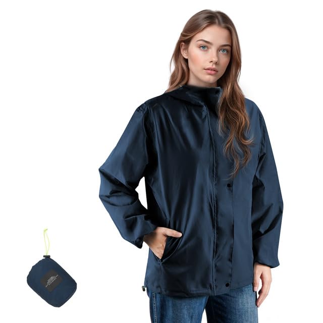 LAMA Regenjacke Damen Regenmantel Ultraleicht Regenponcho Fahrradjacke Wasserdichte Wanderjacke mit Kapuze, Atmungsaktiv Regenbekleidung Regencape Sportjacke Outdoorjacke Regenschutzbekleidung