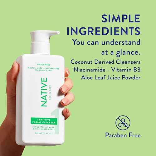 Native Sensitive Face Wash, Facial Cleanser With Aloe And Vitamin B3, Daily Face Cleanser For Sensitive Skin, 2-Pack, 12Fl Oz #TOP3