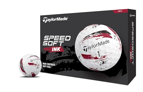 TaylorMade TMJ24 SpeedSoft INK RED 12 Pack Speedsoft Ink Red Golf Balls 2024 Red