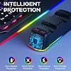 AROEVEIB 2 Pack Controller with Charger Dock for PS4 Wireless Game Controller, with LED Charging Dock Station, 2 USB Cable