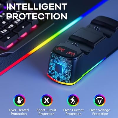 AROEVEIB 2 Pack Controller with Charger Dock for PS4 Wireless Game Controller, with LED Charging Dock Station, 2 USB Cable