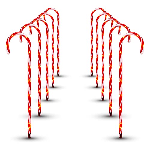 Snowy White Faux Fur Tree Skirt For Xmas Holiday Home Party Decorations Ornaments (White/Silver) & Christmas Candy Cane Lights, 10 Pack Candy Cane Pathway #TOP5