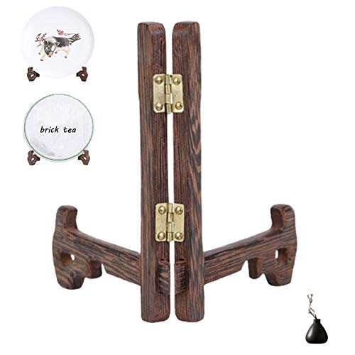 Caballetes o soporte de madera, soporte para platos, placa de exhibición de plástico de arco, soporte de placa de exhibición plegable, con bisagras de latón, para decoración del hogar, mesas, madera