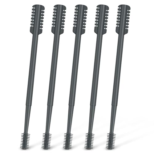 MIVZO 5PCS 2-in-1 Nasal Hair Cutter, Double-Sided Nose Hair Trimmer Upgrade, Manual Nose Trimmer Portable with Soft Cleaning Brush for Women and Men (Gray)