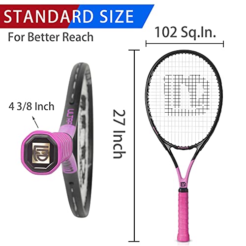 Lunnade Adults Tennis Racket 27 Inch, Shockproof Carbon Fiber Tennis Racquet Light-Weight, Pre-Strung And Regrip, Suitable For Beginners To Intermediate Players #TOP2